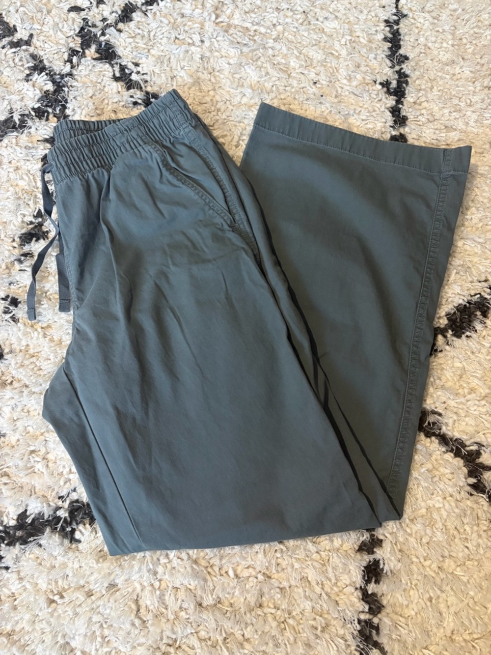 Elastic Waist Drawstring Pants - Slate Green